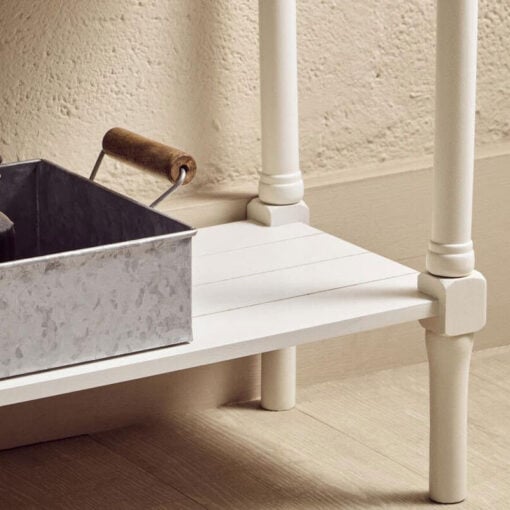 Rustic Country Cottage White Solid Wood 2 Drawer 2 Tier Slim Console Table 91cm