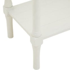 Rustic Country Cottage White Solid Wood 2 Drawer 2 Tier Slim Console Table 113cm