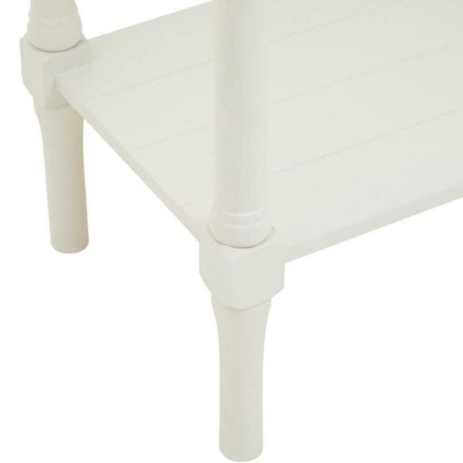 Rustic Country Cottage White Solid Wood 2 Drawer 2 Tier Slim Console Table 91cm