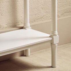 Rustic Country Cottage White Solid Wood 4 Drawer 2 Tier Slim Console Table 113cm