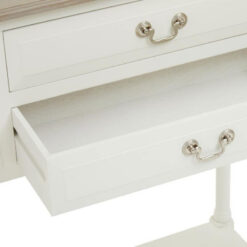 Rustic Country Cottage White Solid Wood 4 Drawer 2 Tier Slim Console Table 113cm