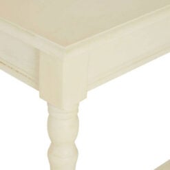 Rustic Ivory White Pine Wood 2 Tier Slim Narrow Console Table Hallway Table With Carved Legs 80cm