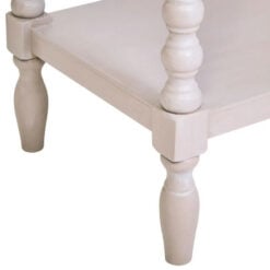 Rustic Light Grey Taupe Pine Wood 2 Tier 1 Drawer Bedside Cabinet Side Table With Turned Bobbin Legs