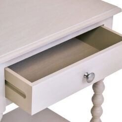 Rustic Light Grey Taupe Pine Wood 2 Tier 1 Drawer Bedside Cabinet Side Table With Turned Bobbin Legs