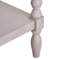 Rustic Light Grey Taupe Pine Wood 2 Tier 2 Drawer Slim Console Table With Turned Bobbin Legs