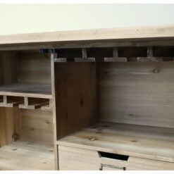 Rustic Solid Light Fir Wood 2 Shutter Door Bar Cabinet Drinks Cabinet 123cm