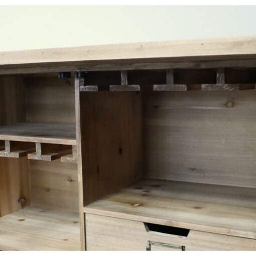 Rustic Solid Light Fir Wood 2 Shutter Door Bar Cabinet Drinks Cabinet 123cm