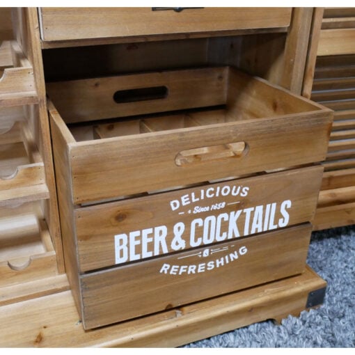 Rustic Solid Light Fir Wood 2 Shutter Door Bar Cabinet Drinks Cabinet 123cm