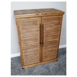 Rustic Solid Light Fir Wood 2 Shutter Door Bar Cabinet Drinks Cabinet 123cm