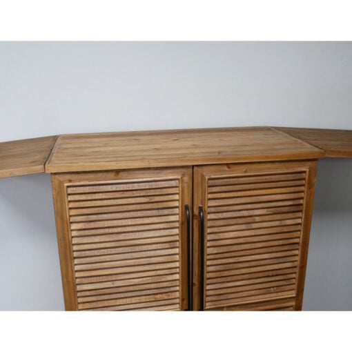 Rustic Solid Light Fir Wood 2 Shutter Door Bar Cabinet Drinks Cabinet 123cm