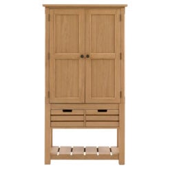 Rustic Solid Light Oak Wood Freestanding Wooden Kitchen Storage Larder Cupboard 170cm