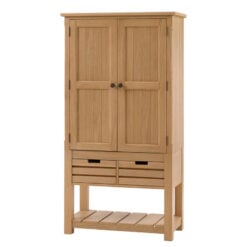 Rustic Solid Light Oak Wood Freestanding Wooden Kitchen Storage Larder Cupboard 170cm