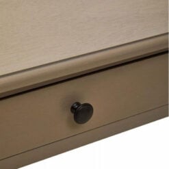 Rustic Taupe Pine Wood 2 Drawer Console Table Desk Dressing Table With Carved Legs 107cm