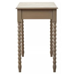 Rustic Taupe Pine Wood 2 Drawer Console Table Desk Dressing Table With Carved Legs 107cm