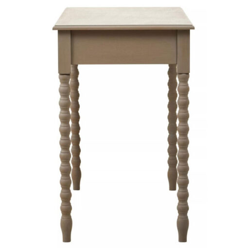 Rustic Taupe Pine Wood 2 Drawer Console Table Desk Dressing Table With Carved Legs 107cm