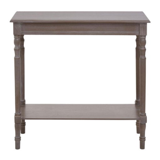 Rustic Taupe Pine Wood 2 Tier Slim Narrow Console Table Hallway Table With Carved Legs 80cm