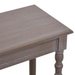 Rustic Taupe Pine Wood 2 Tier Slim Narrow Console Table Hallway Table With Carved Legs 80cm