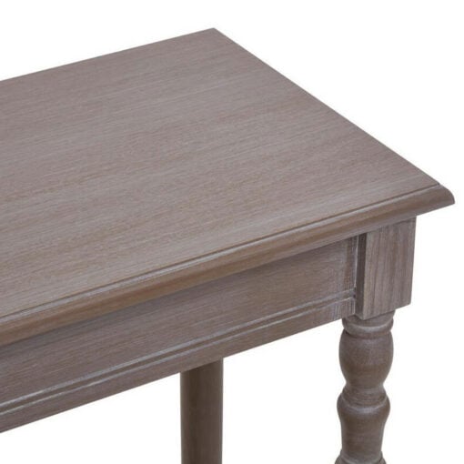 Rustic Taupe Pine Wood 2 Tier Slim Narrow Console Table Hallway Table With Carved Legs 80cm