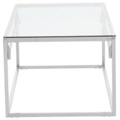 Silver Stainless Steel Chrome Metal And Glass Rectangular Coffee Table 120cm