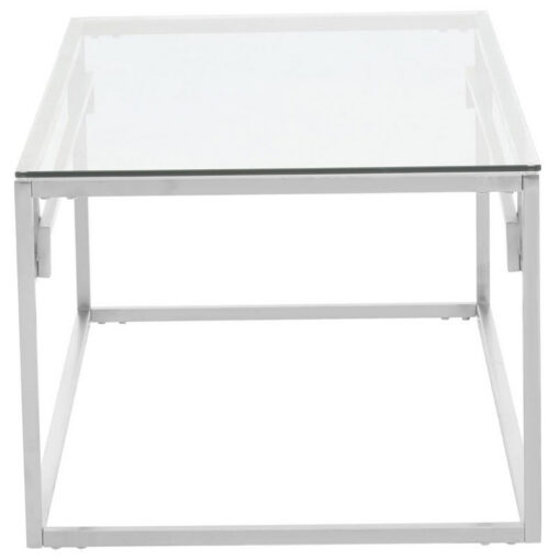 Silver Stainless Steel Chrome Metal And Glass Rectangular Coffee Table 120cm