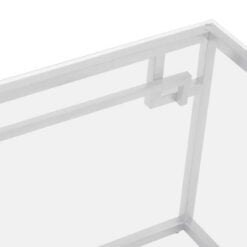 Silver Stainless Steel Chrome Metal And Glass Rectangular Coffee Table 120cm