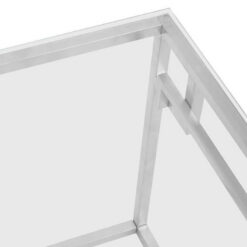 Silver Stainless Steel Chrome Metal And Glass Square End Lamp Table