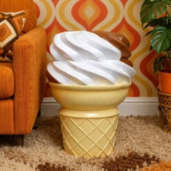 Boho Quirky Ice Cream Cone Resin Side Table End Table 46cm