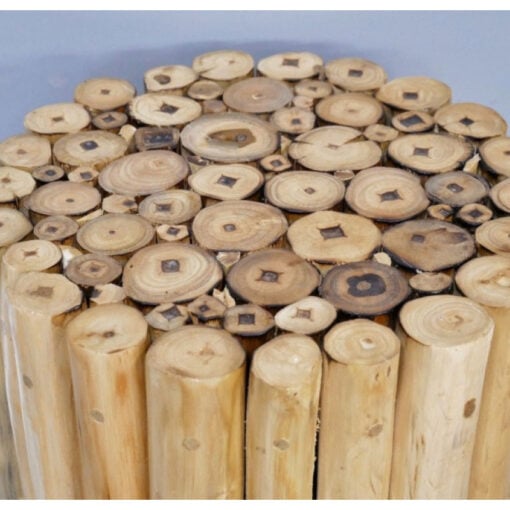Boho Rustic Solid Light Teak Drift Wood Round Side Table Stool