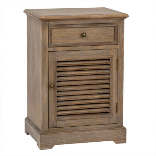 Hamptons Rustic Country Farmhouse 1 Drawer 1 Shutter Door Solid Light Wood Bedside Cabinet Side Table