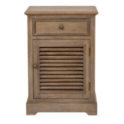 Hamptons Rustic Country Farmhouse 1 Drawer 1 Shutter Door Solid Light Wood Bedside Cabinet Side Table