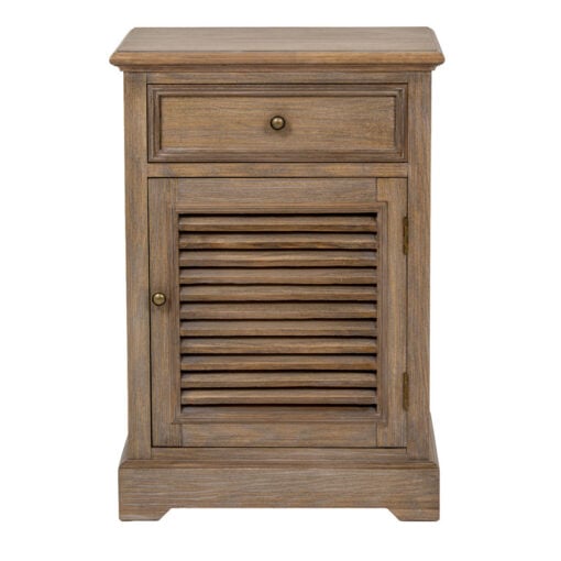 Hamptons Rustic Country Farmhouse 1 Drawer 1 Shutter Door Solid Light Wood Bedside Cabinet Side Table