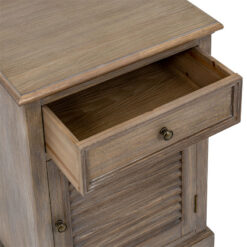 Hamptons Rustic Country Farmhouse 1 Drawer 1 Shutter Door Solid Light Wood Bedside Cabinet Side Table