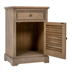 Hamptons Rustic Country Farmhouse 1 Drawer 1 Shutter Door Solid Light Wood Bedside Cabinet Side Table