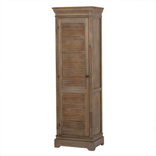 Hamptons Rustic Country Farmhouse 1 Shutter Door Solid Light Wood Tall Cabinet 162cm
