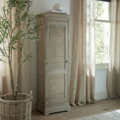 Hamptons Rustic Country Farmhouse 1 Shutter Door Solid Light Tall Cabinet 162cm