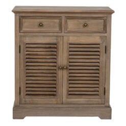 Hamptons Rustic Country Farmhouse 2 Drawer 2 Shutter Door Solid Light Wood Small Sideboard Cabinet 73cm
