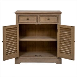 Hamptons Rustic Country Farmhouse 2 Drawer 2 Shutter Door Solid Light Wood Small Sideboard Cabinet 73cm