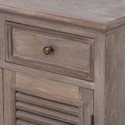 Hamptons Rustic Country Farmhouse 2 Drawer 2 Shutter Door Solid Light Wood Small Sideboard Cabinet 73cm
