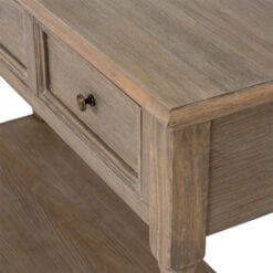 Hamptons Rustic Country Farmhouse 3 Drawer 2 Tier Solid Light Wood Large Console Table With Carved Legs 120cm