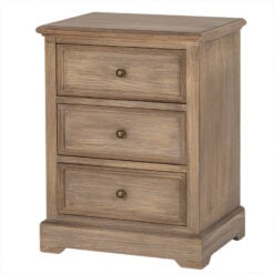 Hamptons Rustic Country Farmhouse 3 Drawer Solid Light Wood 3 Drawer Bedside Cabinet Side Table