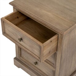 Hamptons Rustic Country Farmhouse 3 Drawer Solid Light Wood 3 Drawer Bedside Cabinet Side Table