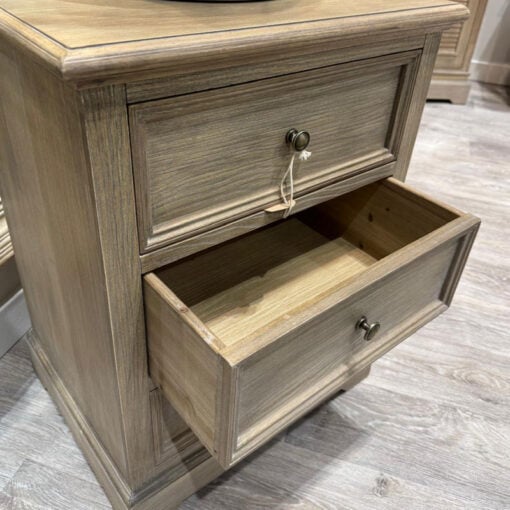 Hamptons Rustic Country Farmhouse 3 Drawer Solid Light Wood Bedside Cabinet Side Table