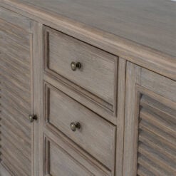 Hamptons Rustic Country Farmhouse 4 Drawer 2 Shutter Door Solid Light Wood Sideboard 122cm