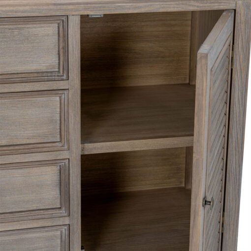 Hamptons Rustic Country Farmhouse 4 Drawer 2 Shutter Door Solid Light Wood Sideboard 122cm