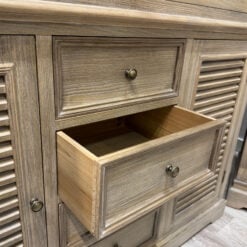 Hamptons Rustic Country Farmhouse Large 2 Part 2 Shutter Door 4 Drawer 2 Sliding Glass Door Solid Light Wood Display Cabinet Bookcase