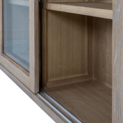Hamptons Rustic Country Farmhouse Large 2 Part 2 Shutter Door 4 Drawer 2 Sliding Glass Door Solid Light Wood Display Cabinet Bookcase