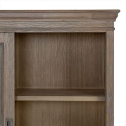 Hamptons Rustic Country Farmhouse Large 2 Part 2 Shutter Door 4 Drawer 2 Sliding Glass Door Solid Light Wood Display Cabinet Bookcase