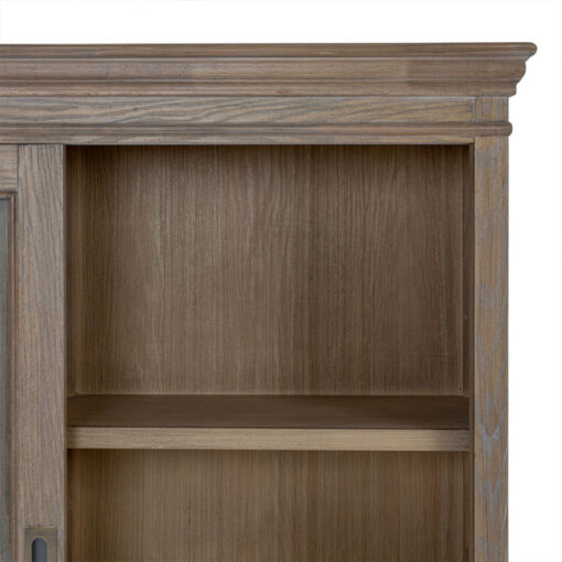 Hamptons Rustic Country Farmhouse Large 2 Part 2 Shutter Door 4 Drawer 2 Sliding Glass Door Solid Light Wood Display Cabinet Bookcase