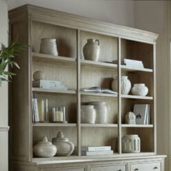 Hamptons Rustic Country Farmhouse Large 2 Part 6 Door 3 Drawer 4 Tier Solid Light Display Cabinet Bookcase
