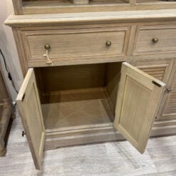 Hamptons Rustic Country Farmhouse Large 2 Part 6 Door 3 Drawer 4 Tier Solid Light Wood Display Cabinet Bookcase